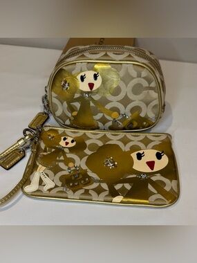 Coach Poppy Chan Goldie Make-up Case and Wristlet Duo